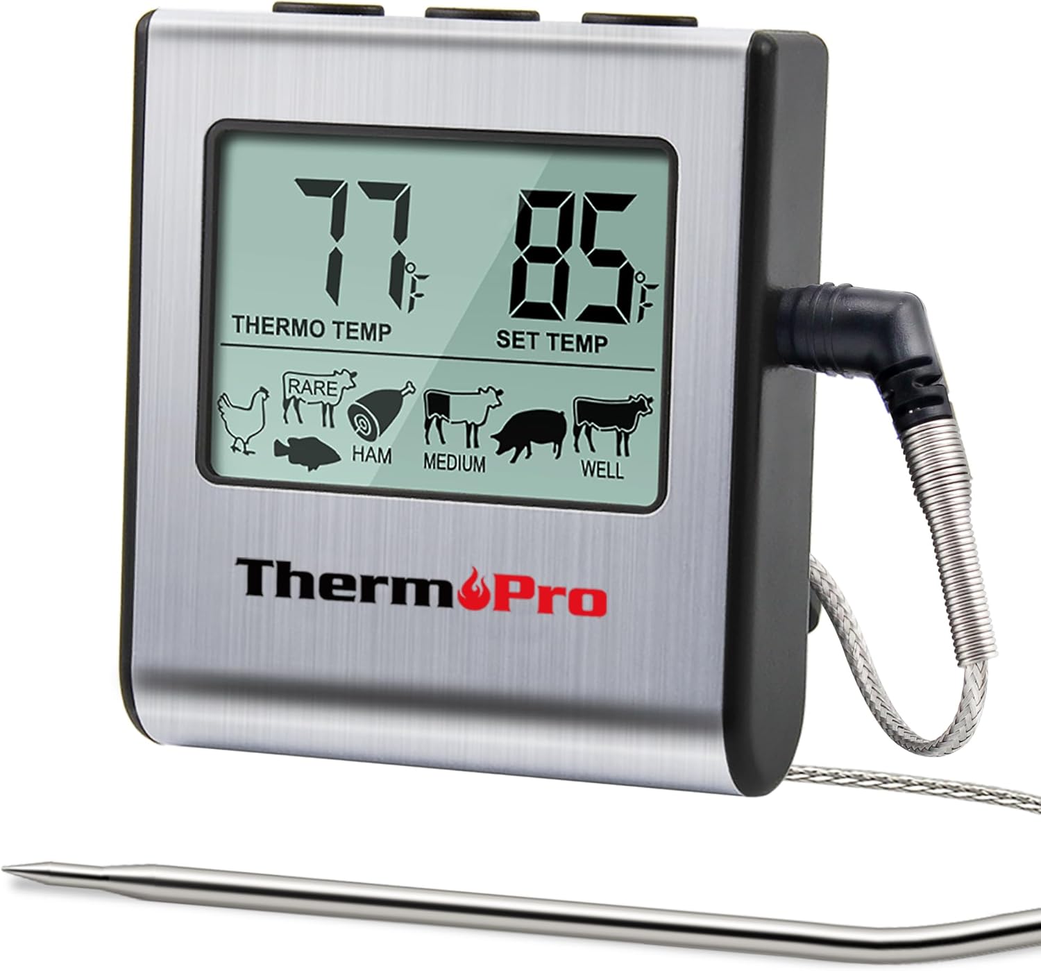 Accesorios de Cocina ThermoPro TP16 – Termómetro Digital con Pantalla LCD Grande y Temporizador Integrado