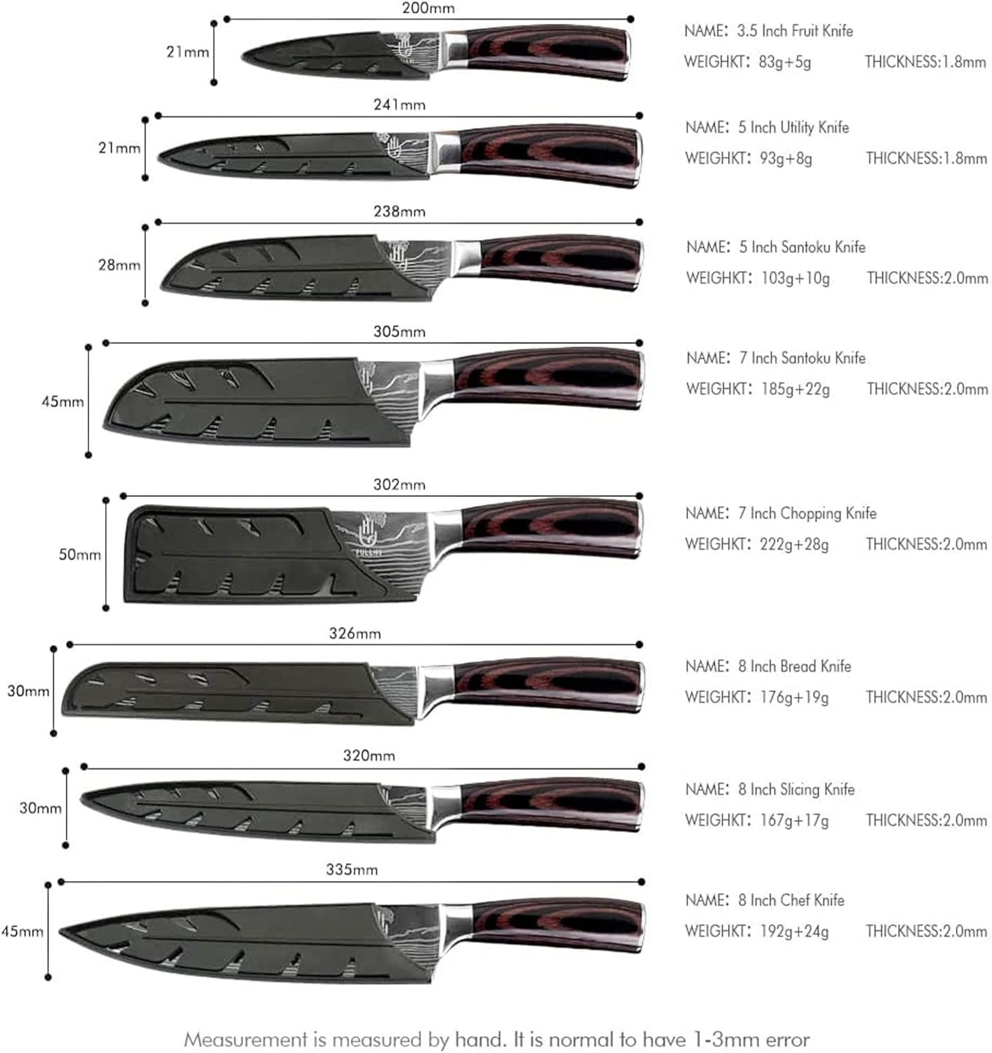 Colmado Overland Set de Cuchillos FULLHI  japoneses de 14 piezas