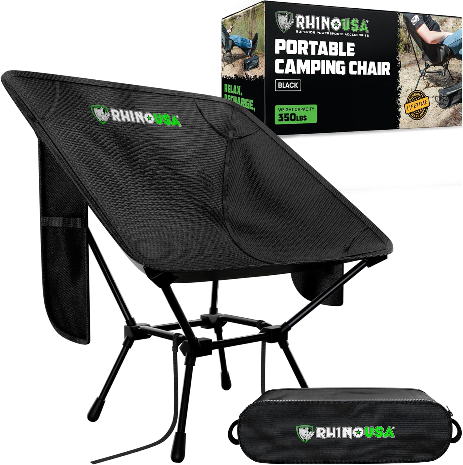 Accesorios Para Camping Rhino USA Silla de camping portátil (capacidad de 400 libras)
