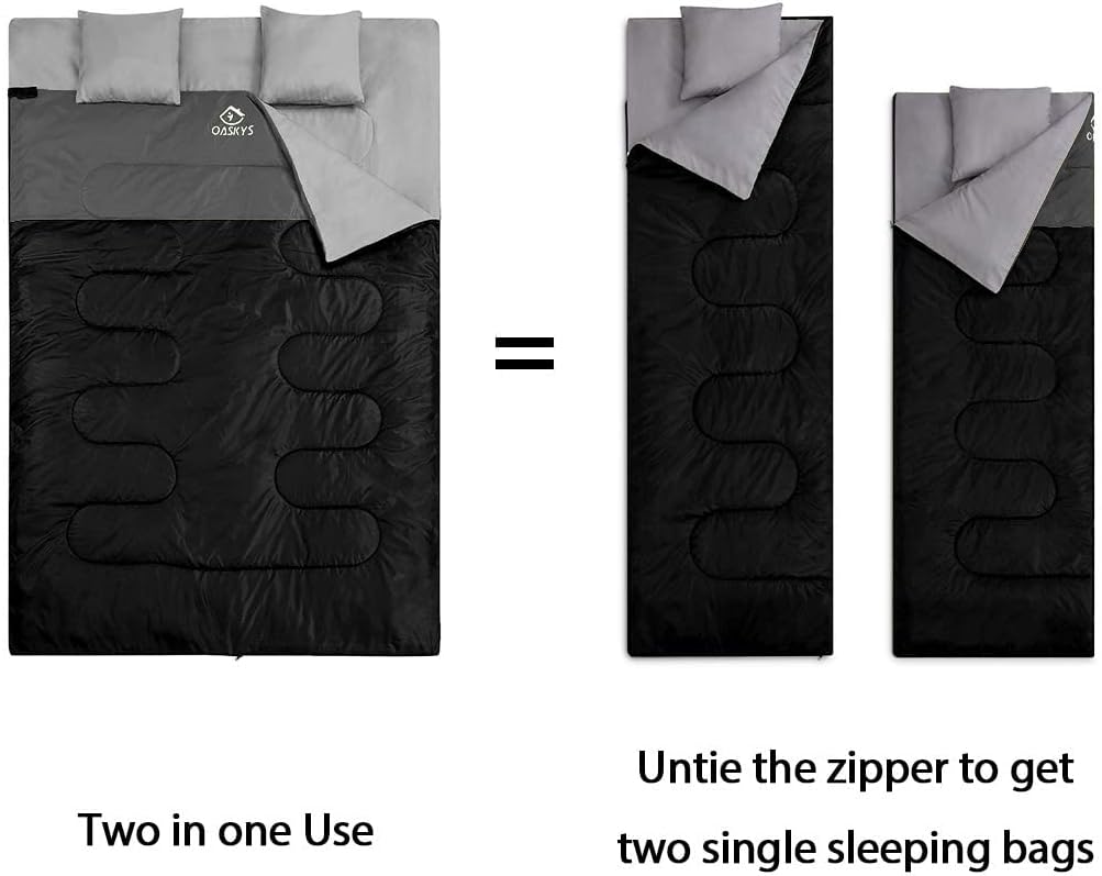 Accesorios Para Camping Oaskys Double Sleeping Bag for Adults with 2 Pillows