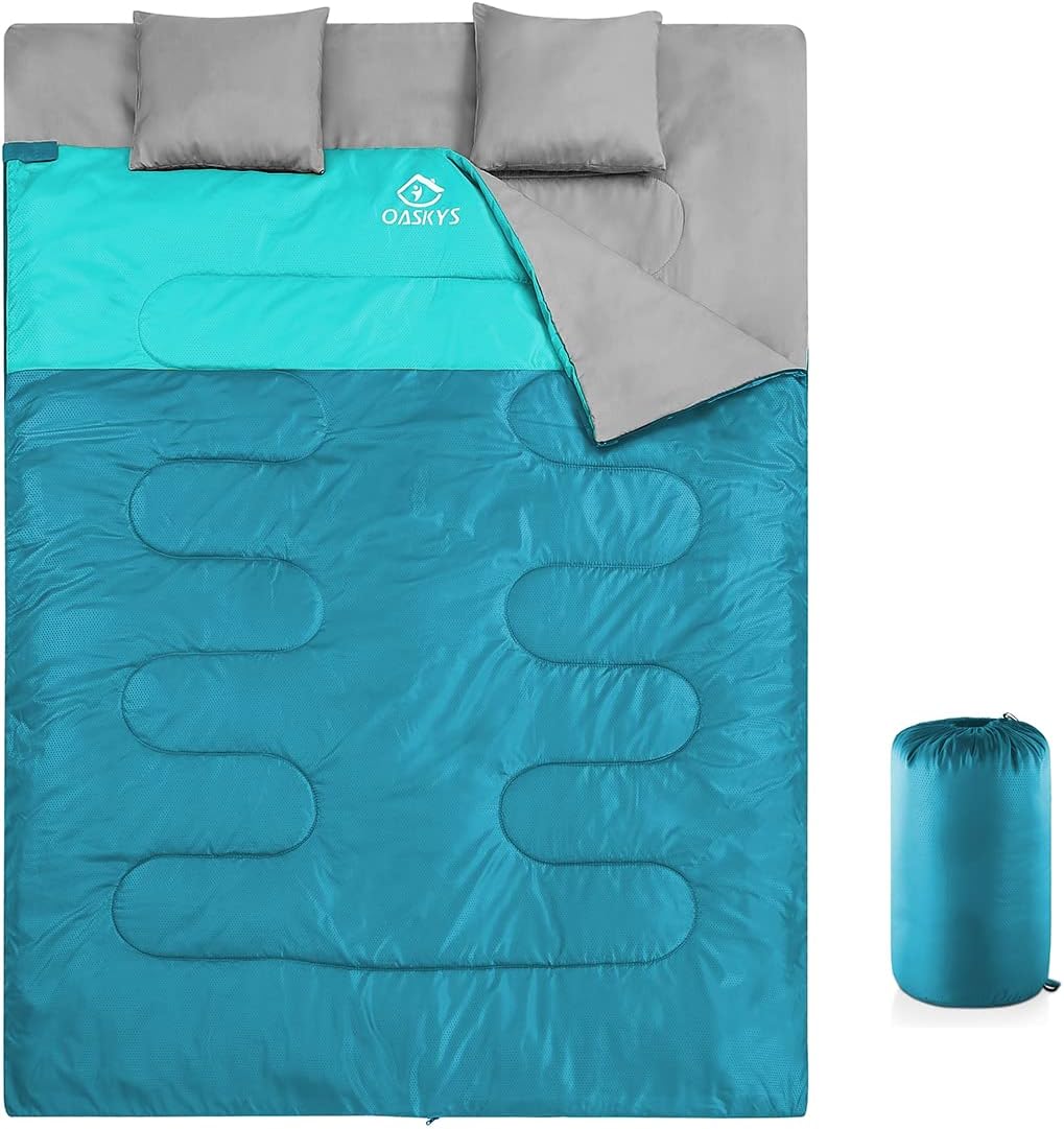 Accesorios Para Camping Oaskys Double Sleeping Bag for Adults with 2 Pillows