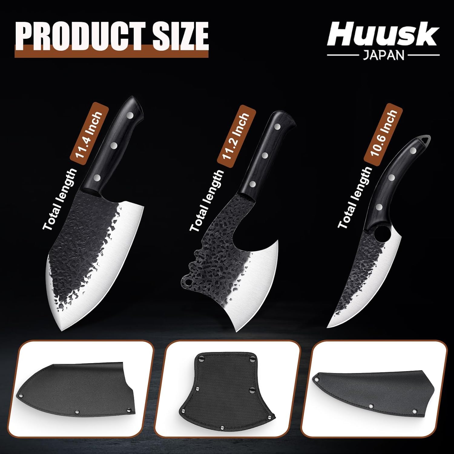 Accesorios de Cocina Huusk Juego de 4 Cuchillos de Carnicero