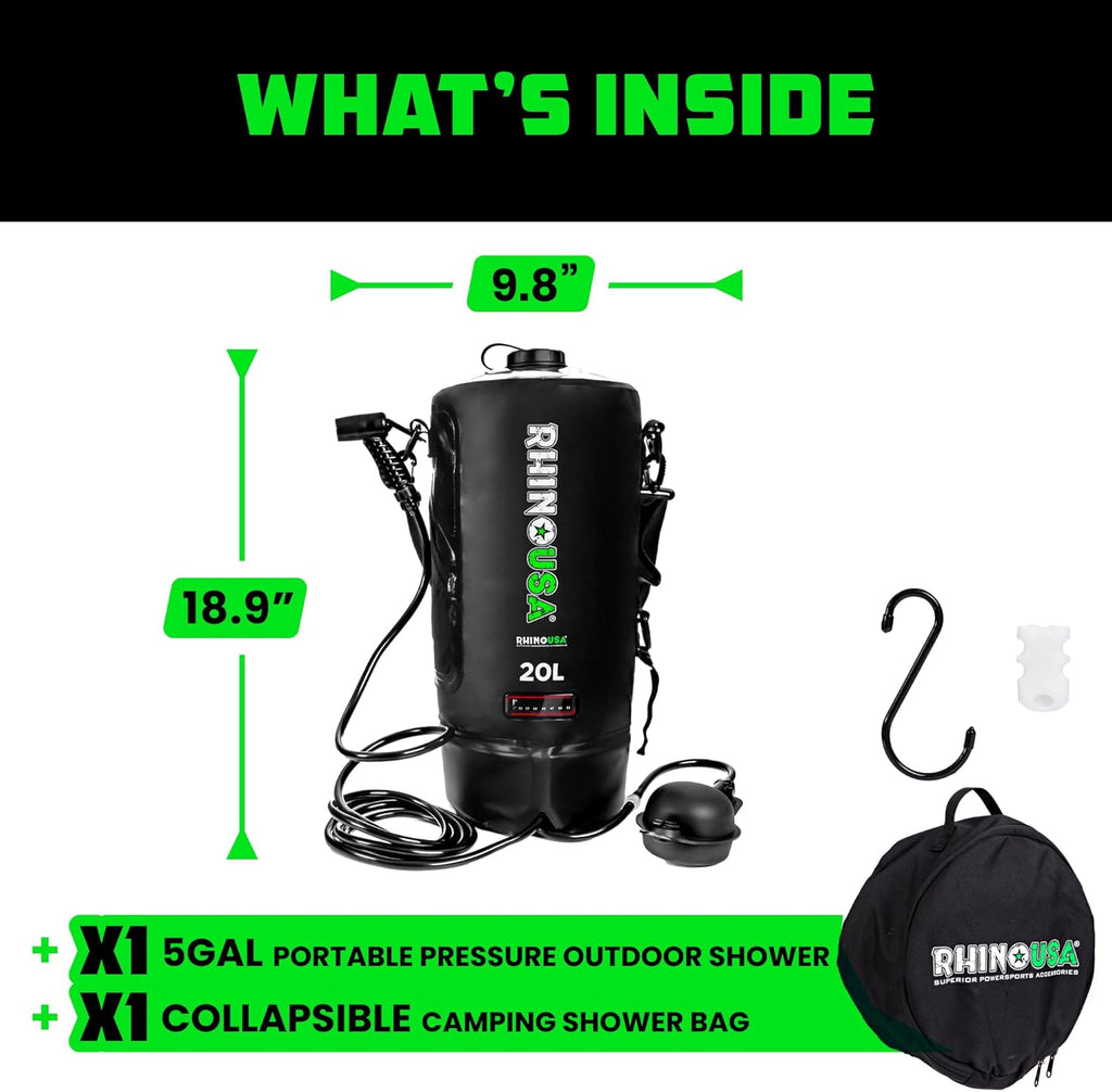 Accesorios Para Camping Rhino USA Ducha solar portátil de 5 galones/20L