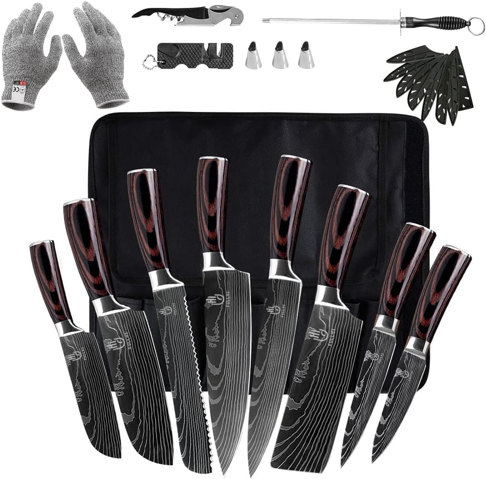 Accesorios de Cocina FULLHI Juego de cuchillos japoneses de 14 piezas