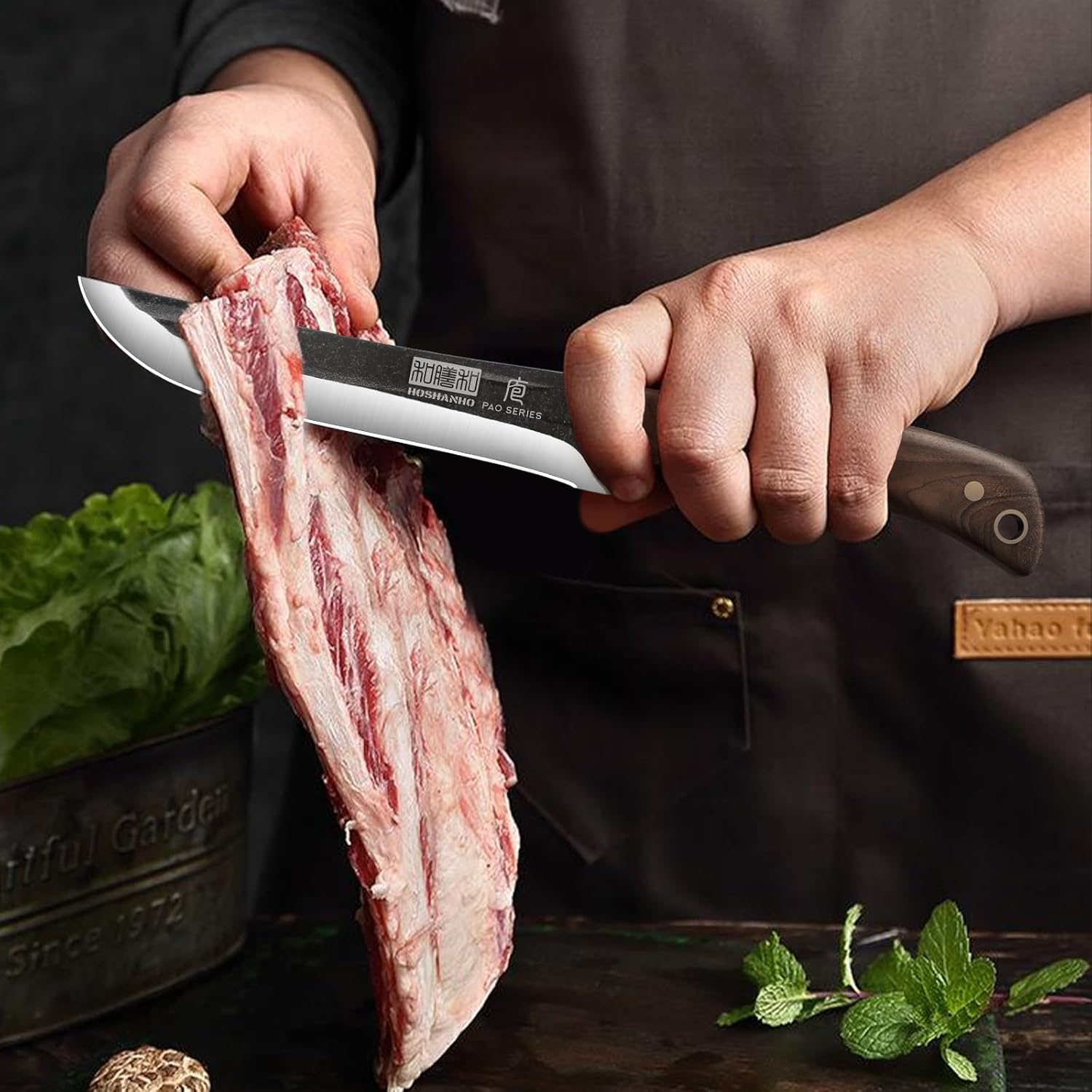 Accesorios de Cocina HOSHANHO Juego de Cuchillos de Carnicero Forjados a Mano