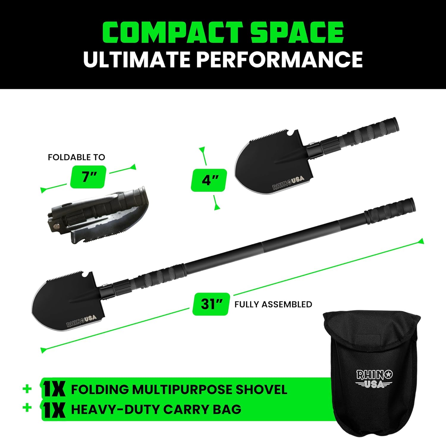 Accesorios Para Camping Rhino USA Pala de supervivencia extendible