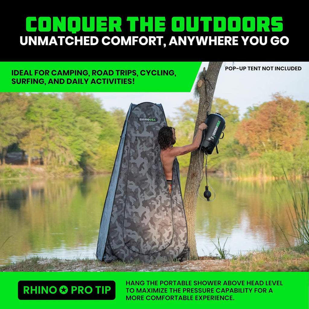 Accesorios Para Camping Rhino USA Ducha solar portátil de 5 galones/20L