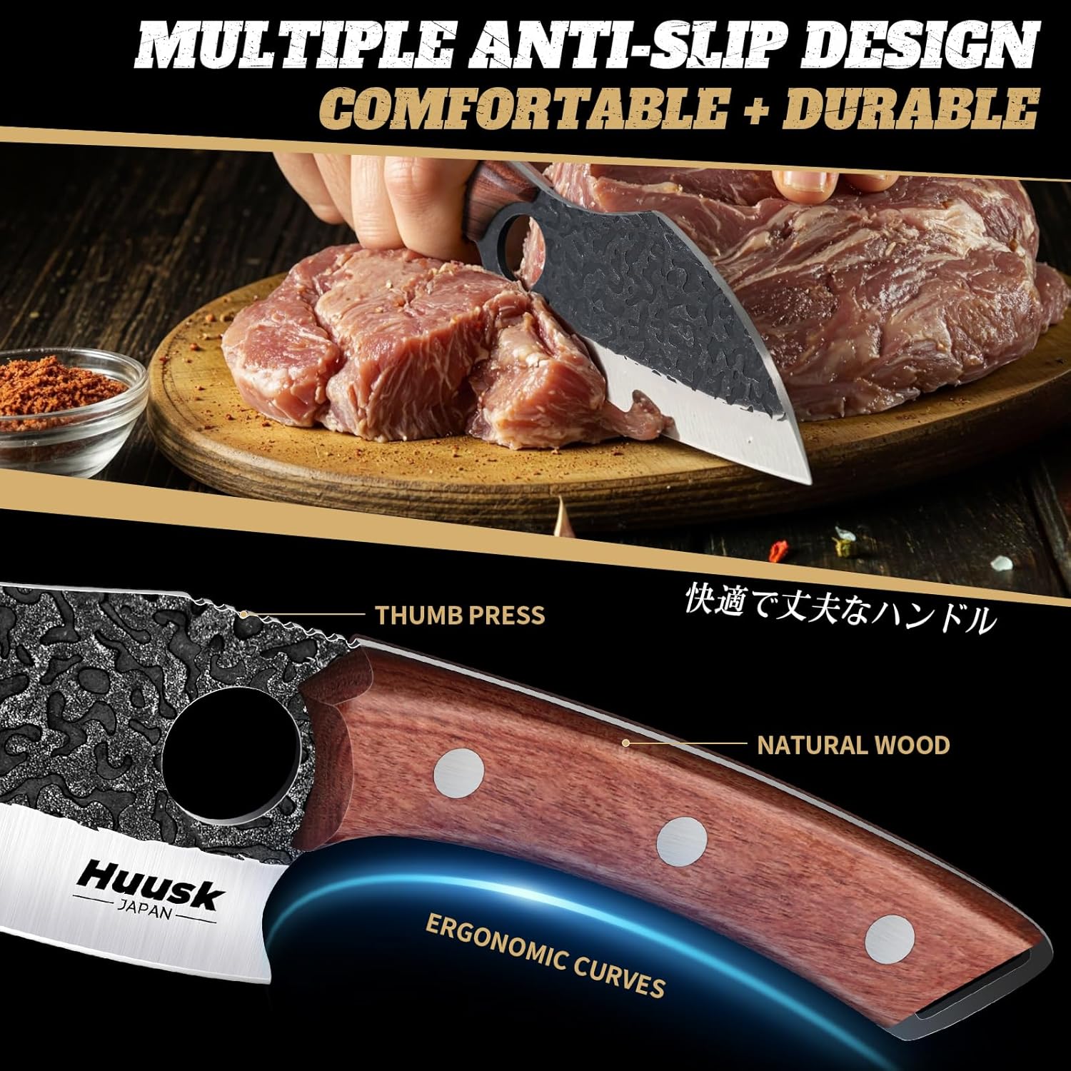 Accesorios de Cocina Huusk Juego de 3 Cuchillos Japoneses de Carnicero