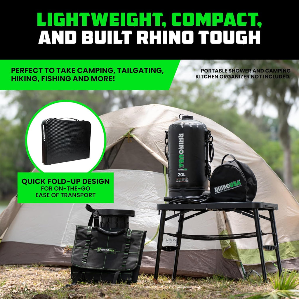 Accesorios Para Camping Rhino USA Juego de mesa de campamento portátil y taburete