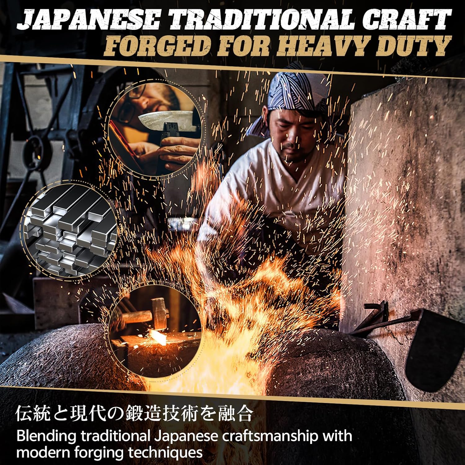 Accesorios de Cocina Huusk Juego de 3 Cuchillos Japoneses de Carnicero