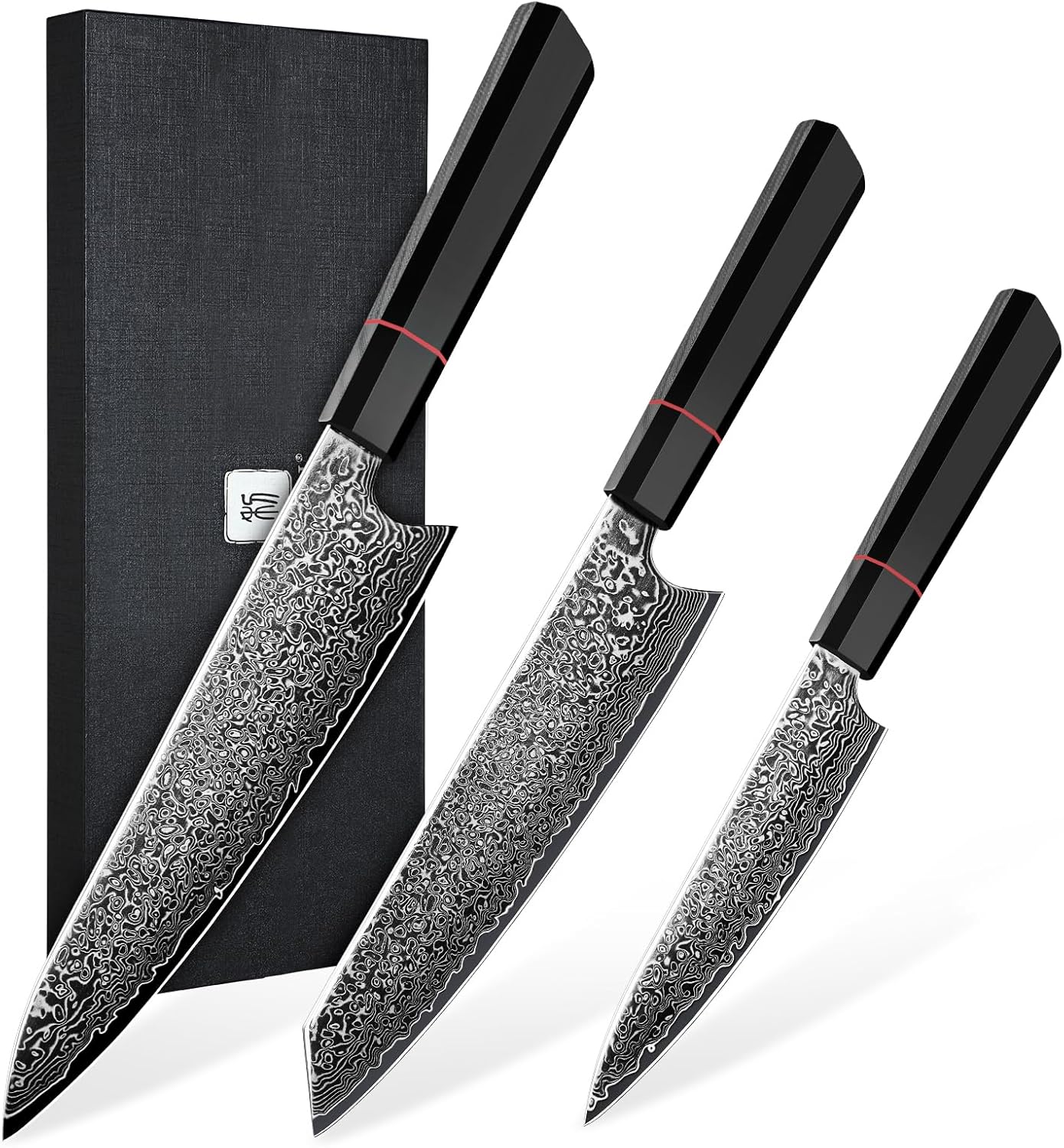 Colmado Overland Set De Cuchillo TIVOLI Japones acero Damasco de 3 piezas