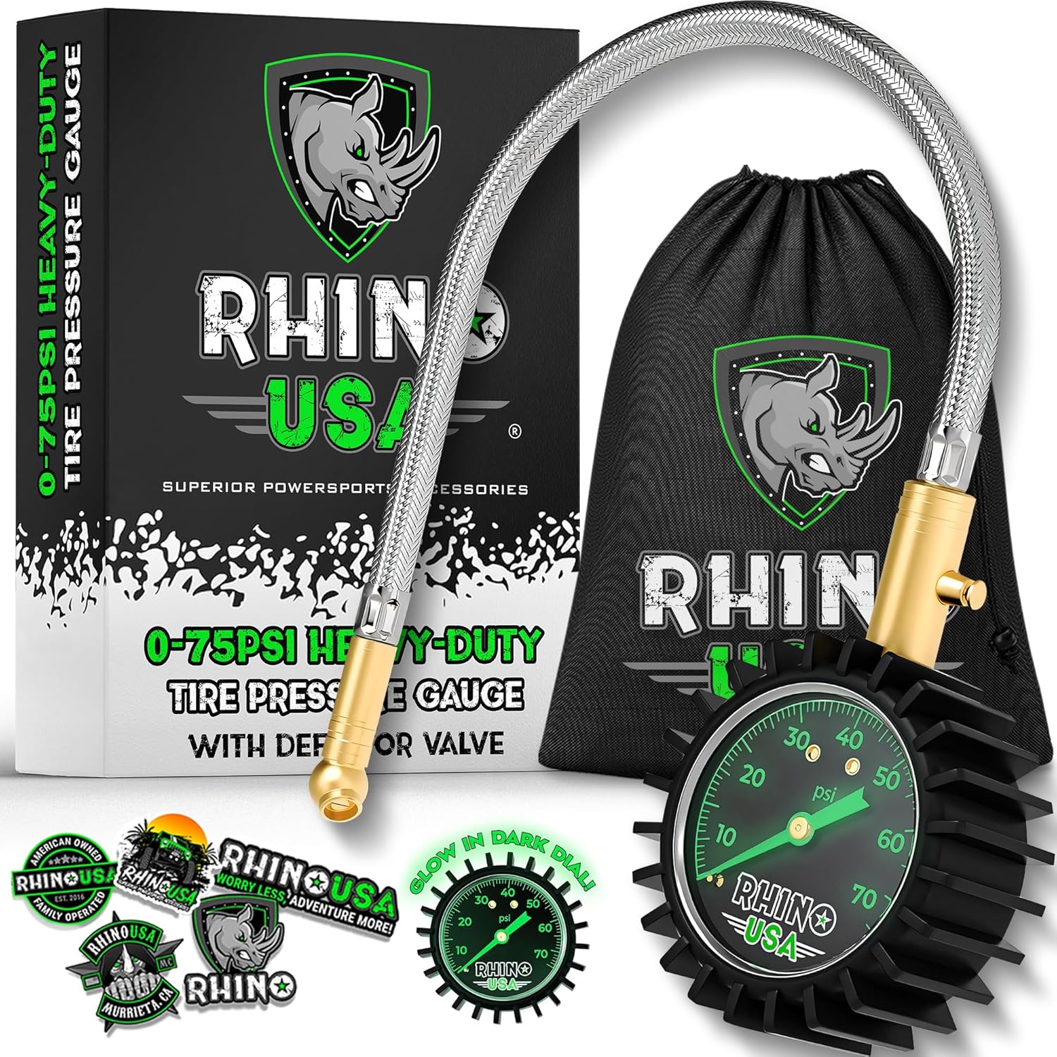 Accesorios para Overlanding Rhino Usa Medidor de presión de los neumáticos