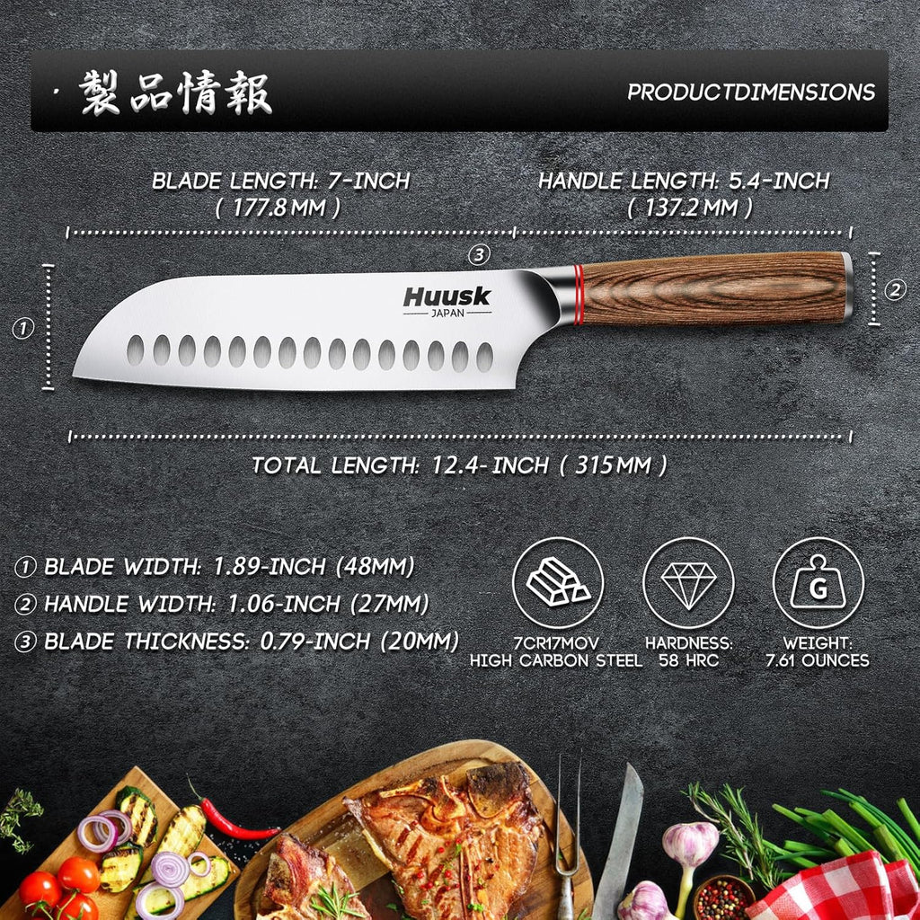 Colmado Overland Cuchillo Huusk Santoku 7″  japonés de alto carbono