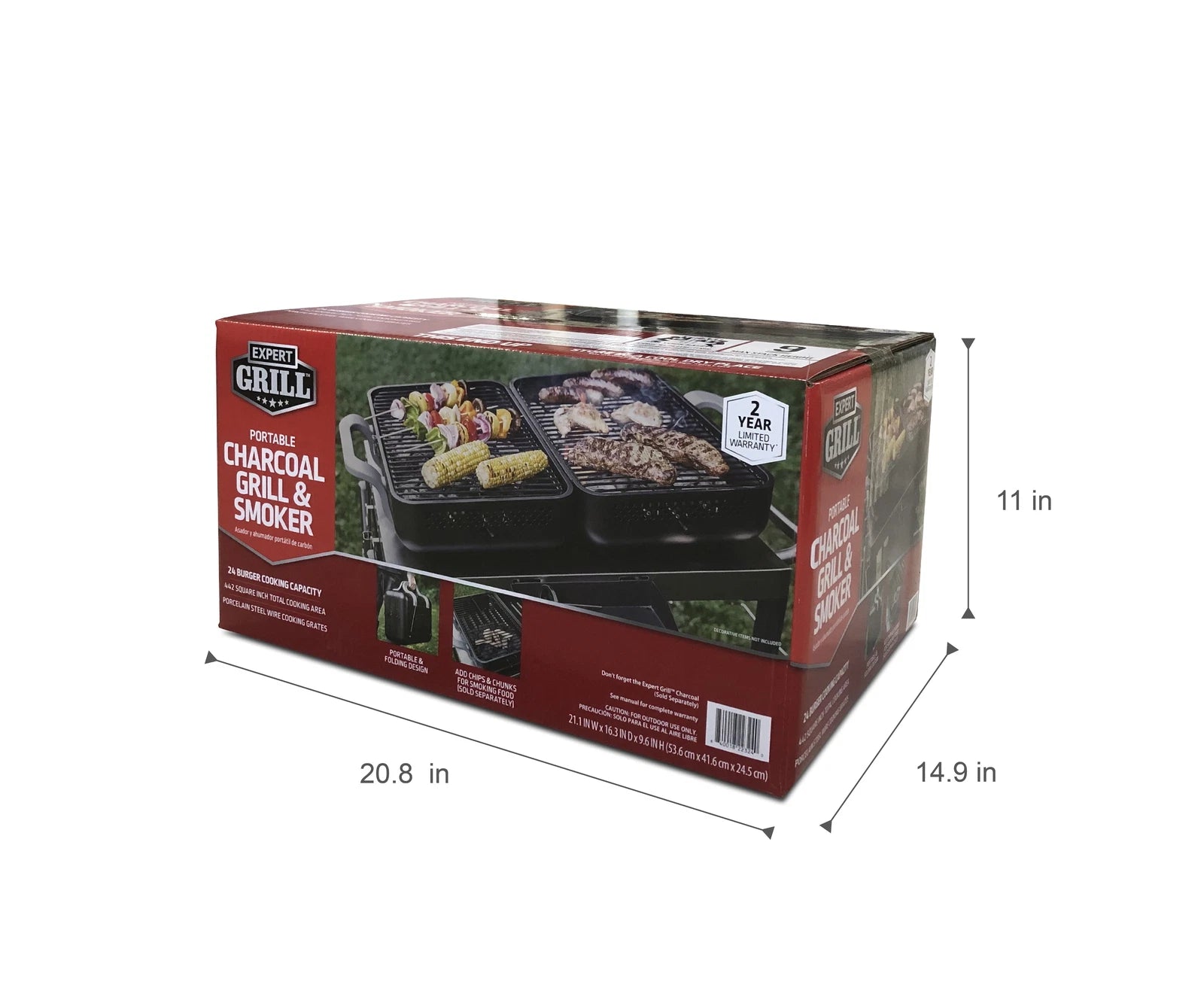 Parrillera Expert Grill Portable Charcoal Grill & Smoker,16.30 x 20.30 x 9.70 Inches