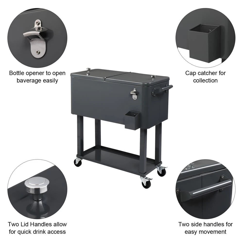 Accesorios de Jardin Portable Outdoor 80QT Rolling Steel Party Cooler