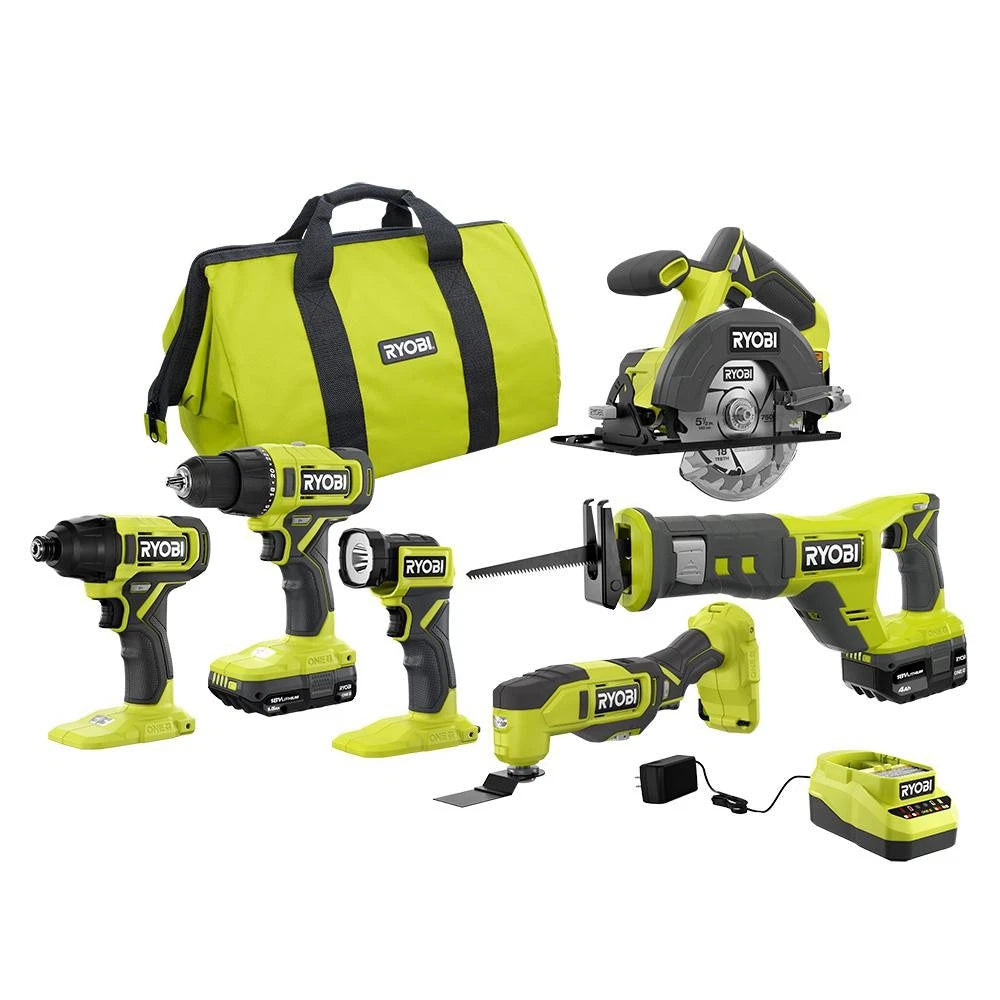 Herramientas  RYOBI PCL1600K2 18V ONE+ Combo Kit incluye 6 herramientas