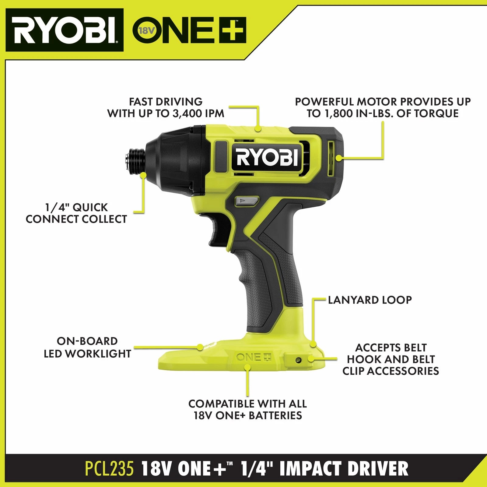 Herramientas  RYOBI PCL1600K2 18V ONE+ Combo Kit incluye 6 herramientas