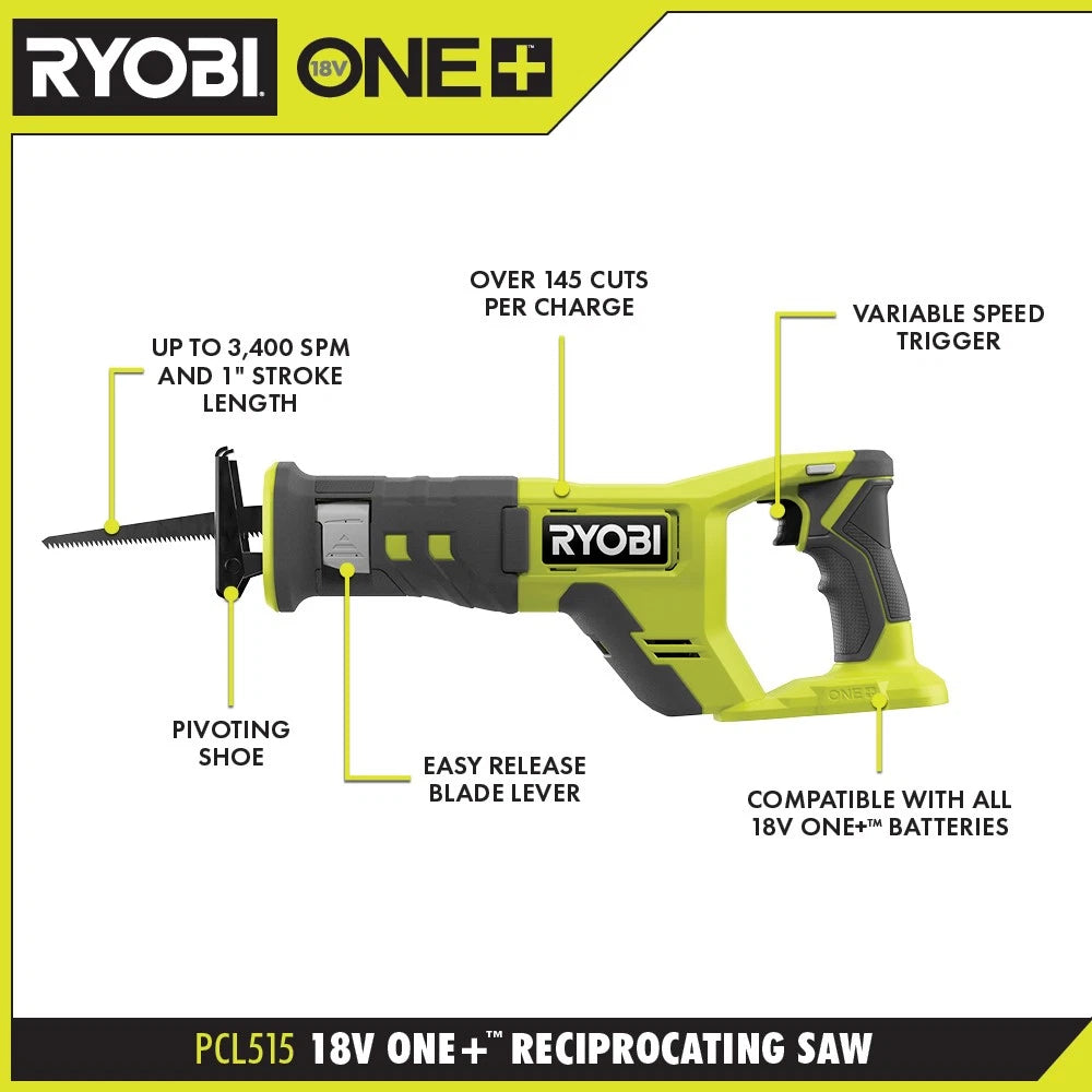 Herramientas  RYOBI PCL1600K2 18V ONE+ Combo Kit incluye 6 herramientas